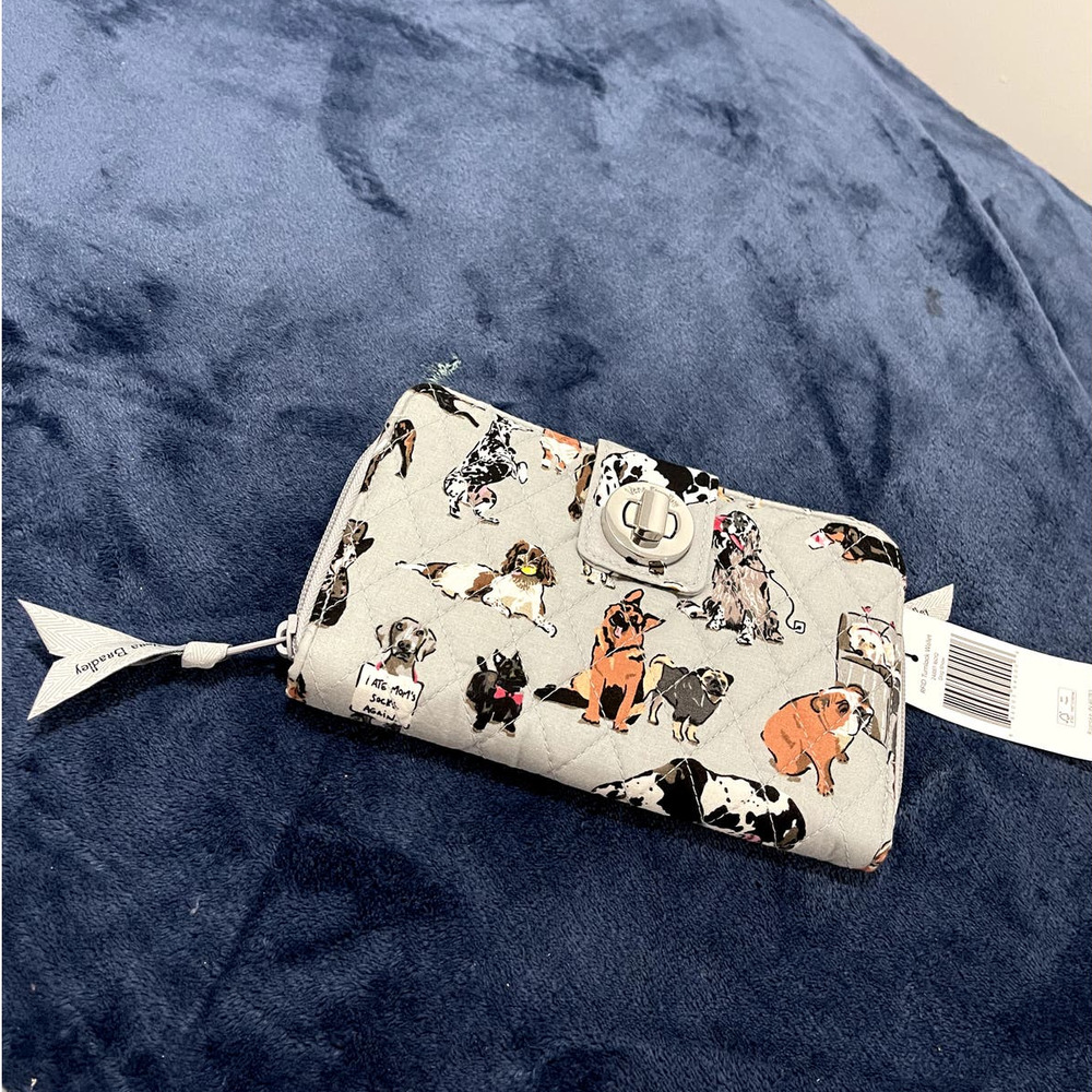 Vera Bradley Dog Show Pattern RFID Turnlock Wallet
